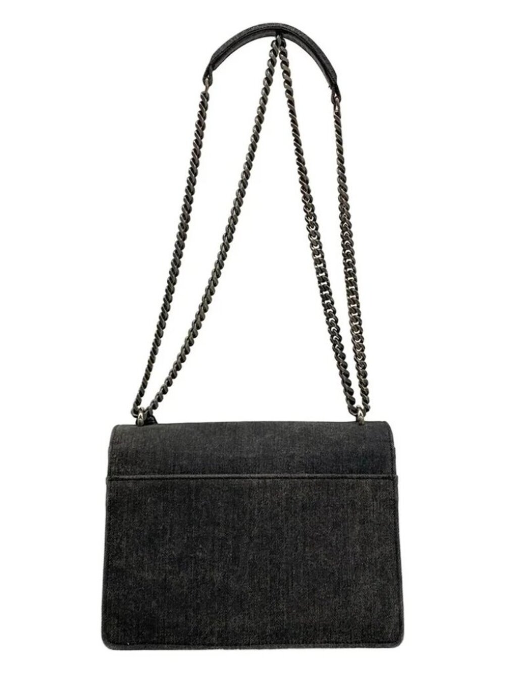 SAINT LAURENT PARIS Sunset Medium 442906 Black Denim Shoulder Bag - Picture 3 of 15